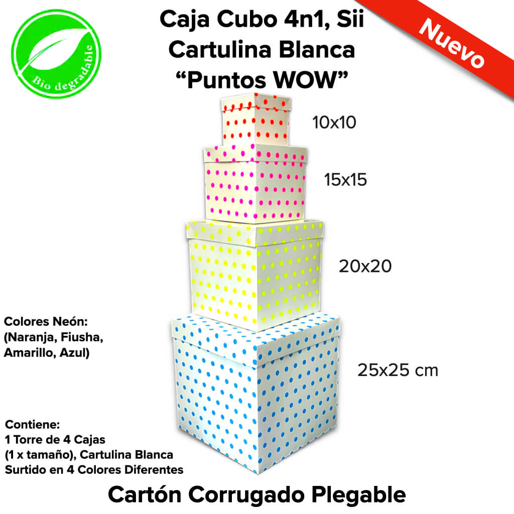 Caja Cubo 4n1, Sii Cartulina Blanca “Puntos WOW”