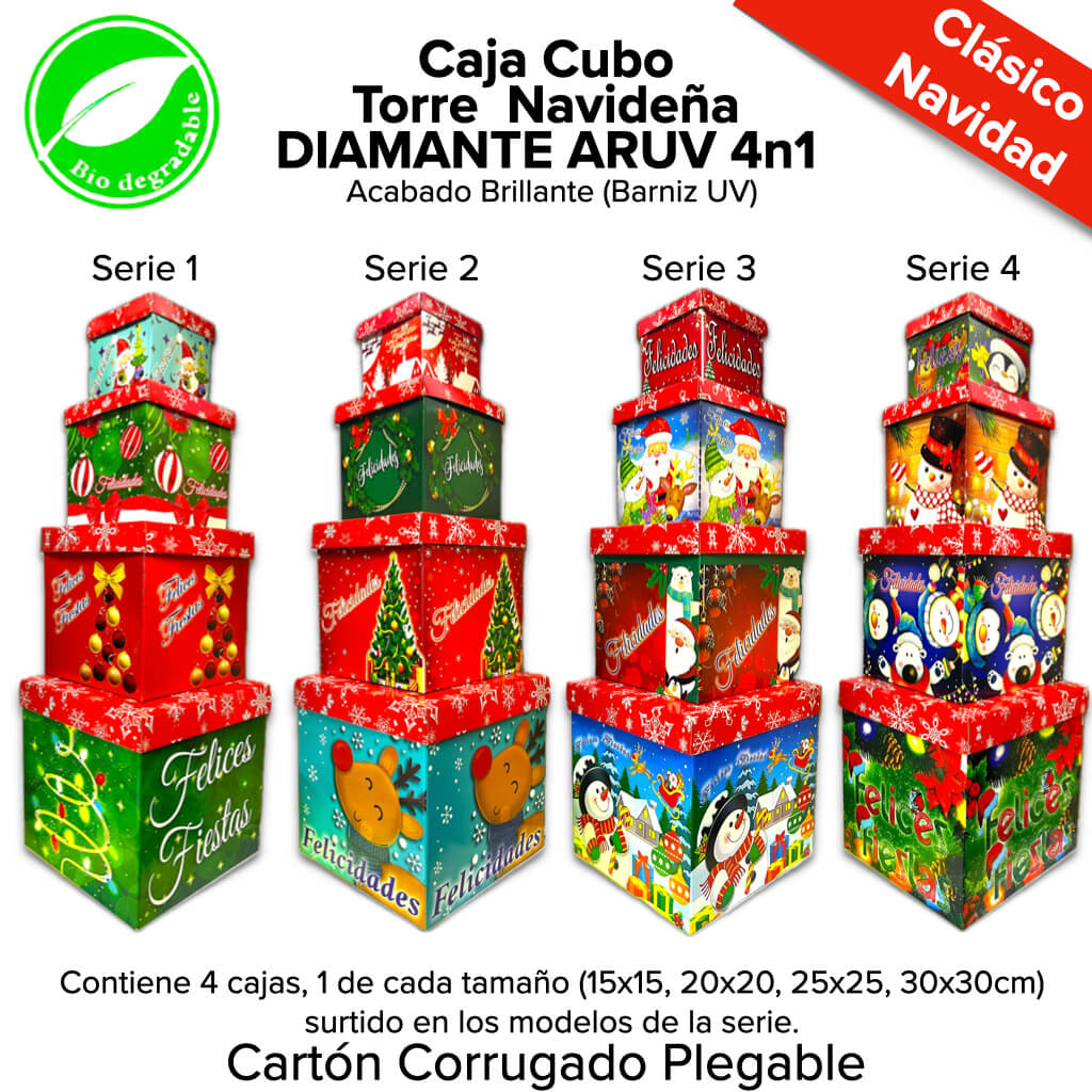 Caja Cubo Torre Navideña DIAMANTE ARUV 4n1