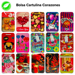 Bolsa Cartulina Corazones Pqt c/10pzs - BolsaDeRegalo.com