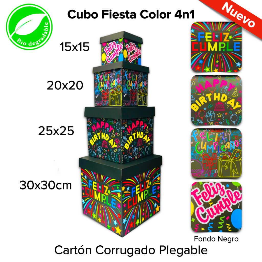 Caja Cubo Fiesta Color 4n1