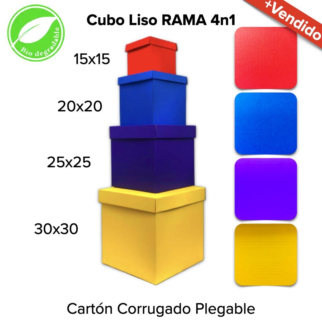 Caja Cubo Liso RAMA 4n1 - BolsaDeRegalo.com