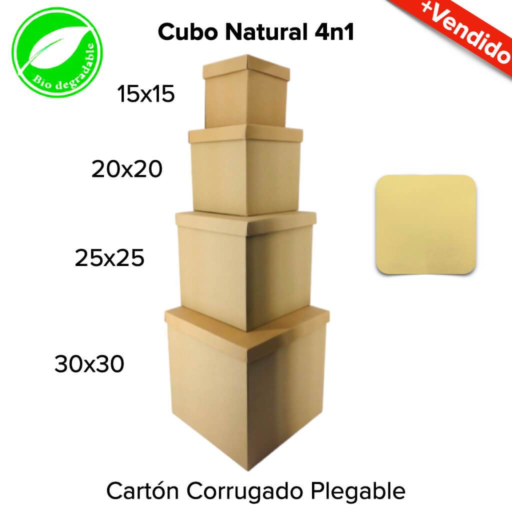 Caja Cubo Natural 4n1 - BolsaDeRegalo.com