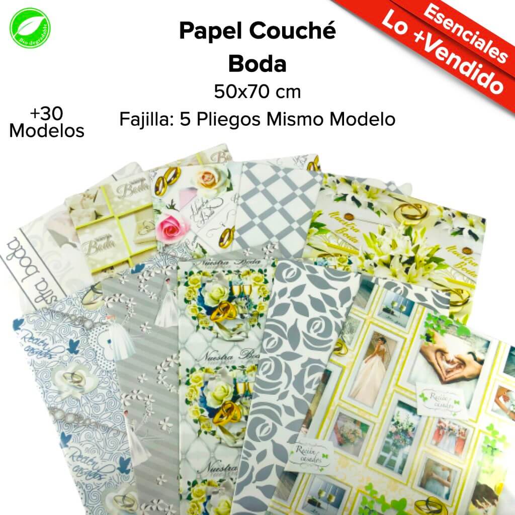 Papel Couché Fajilla c/5 pliegos - BolsaDeRegalo.com
