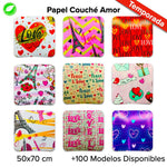 Papel Couché Corazones Fajilla c/5 pliegos - BolsaDeRegalo.com