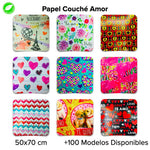 Papel Couché Corazones Fajilla c/5 pliegos - BolsaDeRegalo.com