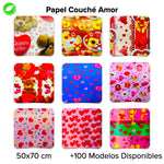 Papel Couché Corazones Fajilla c/5 pliegos - BolsaDeRegalo.com