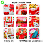 Papel Couché Corazones Fajilla c/5 pliegos - BolsaDeRegalo.com