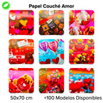 Papel Couché Corazones Fajilla c/5 pliegos - BolsaDeRegalo.com