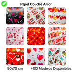 Papel Couché Corazones Fajilla c/5 pliegos - BolsaDeRegalo.com