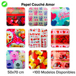 Papel Couché Corazones Fajilla c/5 pliegos - BolsaDeRegalo.com