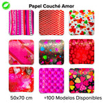 Papel Couché Corazones Fajilla c/5 pliegos - BolsaDeRegalo.com