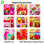 Papel Couché Corazones Fajilla c/5 pliegos - BolsaDeRegalo.com