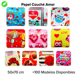 Papel Couché Corazones Fajilla c/5 pliegos - BolsaDeRegalo.com