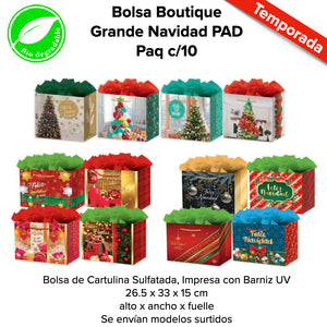 Bolsa Boutique Grande Navidad PAD Pqt c/10 pzas