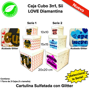 Caja Cubo 3n1, Sii  LOVE Diamantina