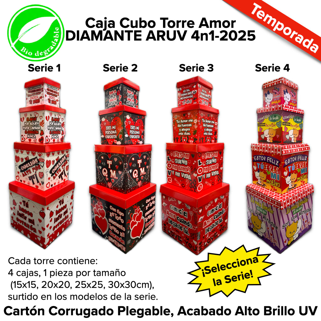 Caja Cubo Torre Amor DIAMANTE ARUV 4n1