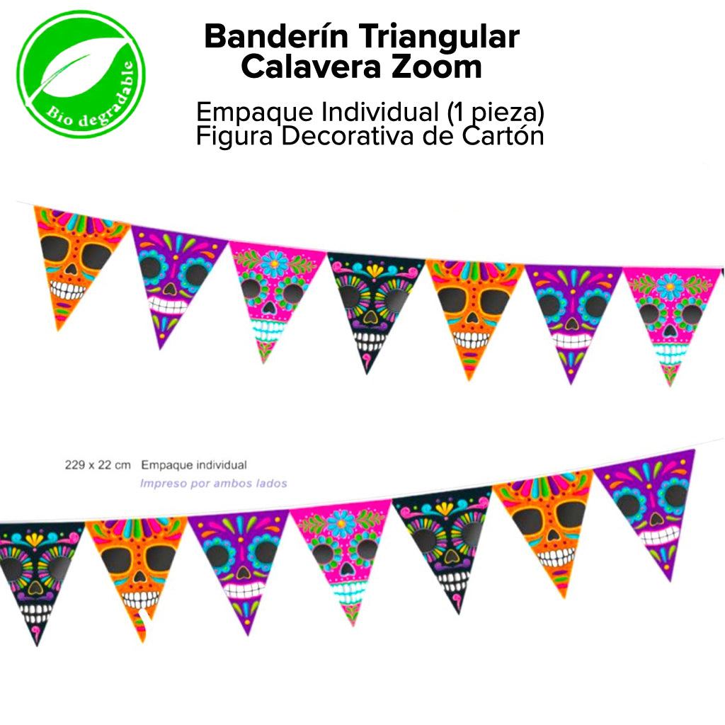 Banderín Triangular Calavera Zoom