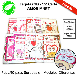 Tarjetas 3D - 1/2 Carta  AMOR MNRT