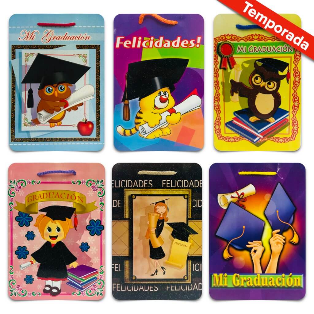 Bolsa Cartulina Graduación Pqt c/10 - BolsaDeRegalo.com