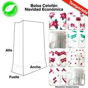 Bolsa Celofán Navidad Económica - BolsaDeRegalo.com