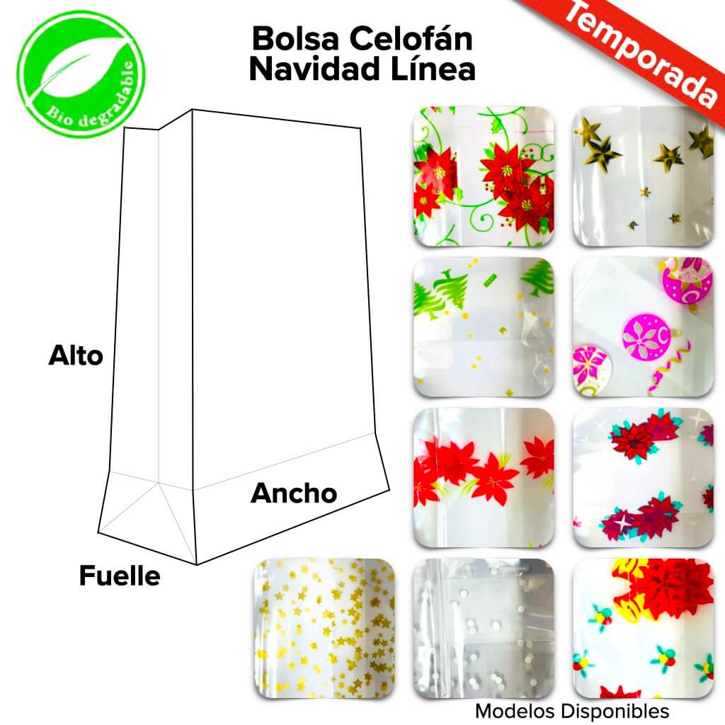 Bolsa Celofán Navidad Línea - BolsaDeRegalo.com