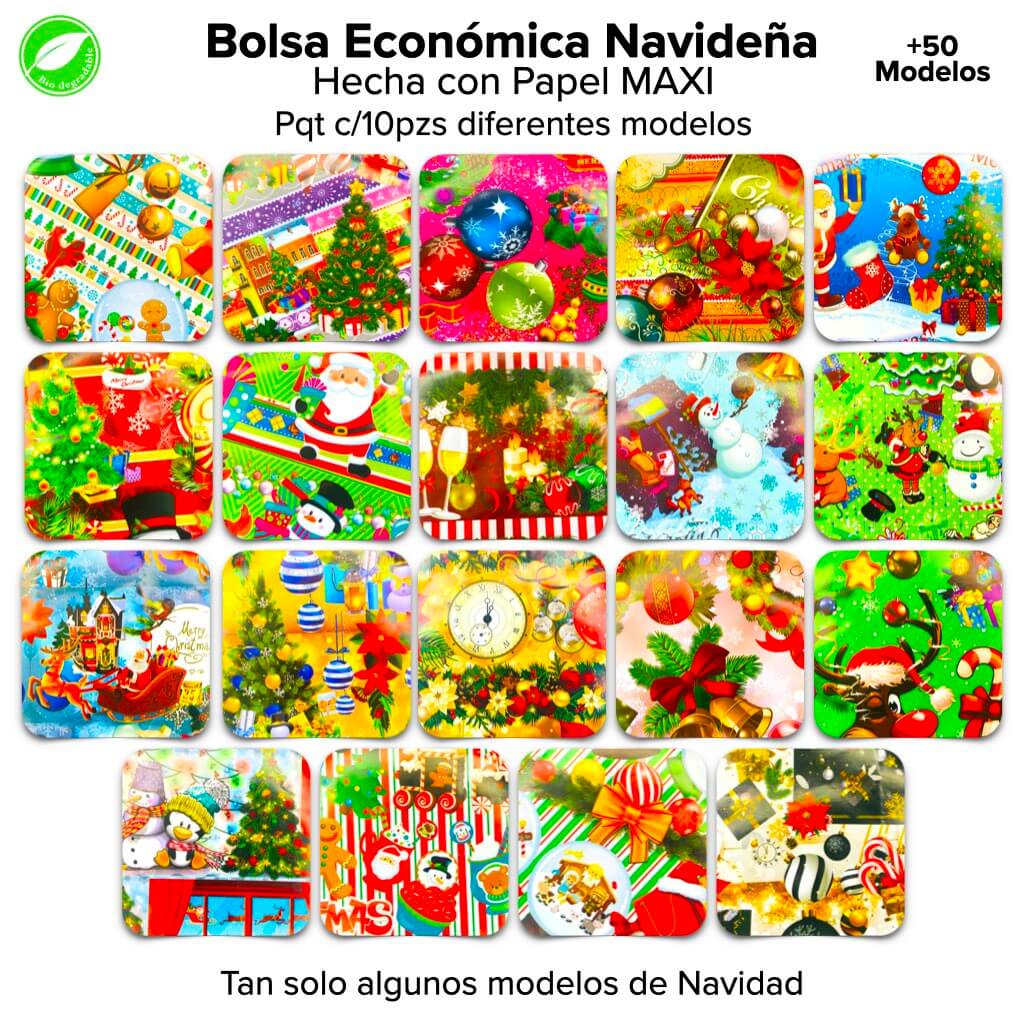 Bolsa Económica Navidad Pqt c/10pzas - BolsaDeRegalo.com