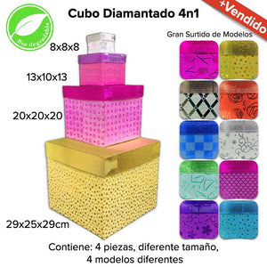 Caja Cubo Diamantado 4 en 1 - BolsaDeRegalo.com